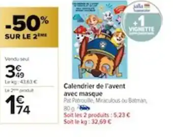 Carrefour Calendrier de l'Avent avec masque offre