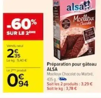 Carrefour Préparation pour gâteau ALSA offre