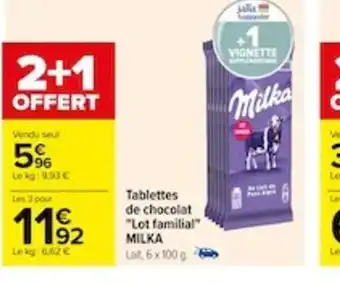 Carrefour Tablettes de chocolat "Lot familial" MILKA offre