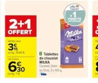 Carrefour 8 Tablettes de chocolat MILKA offre