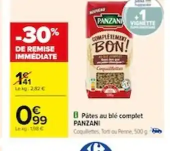 Carrefour Pates au ble complet panzani offre