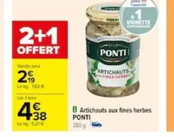 Carrefour Artichauts aux fines herbes PONTI offre