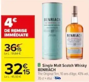 Carrefour Single Malt Scotch Whisky BENRIACH offre