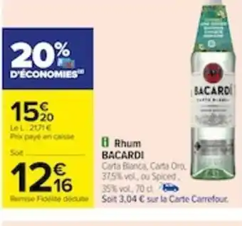 Carrefour 8 Rhum BACARDI offre
