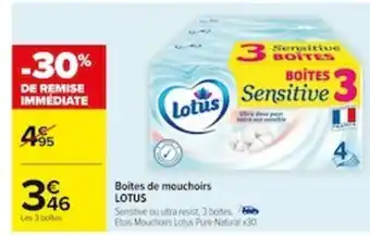 Carrefour Boites de mouchoirs LOTUS offre