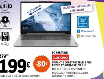E.Leclerc PC PORTABLE Lenovo offre