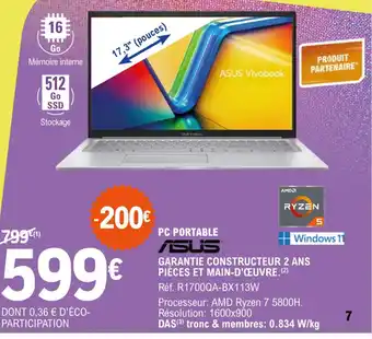 E.Leclerc PC PORTABLE ASUS offre