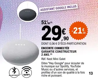 E.Leclerc ENCEINTE CONNECTÉE GARANTIE CONSTRUCTEUR offre