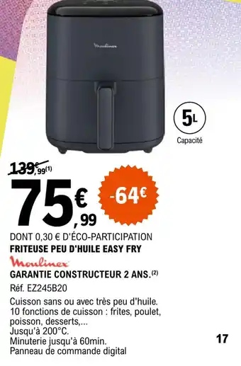 E.Leclerc FRITEUSE PEU D'HUILE EASY FRY Moulinex offre
