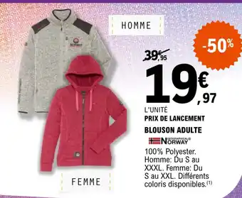 E.Leclerc PRIX DE LANCEMENT BLOUSON ADULTE offre