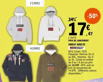 E.Leclerc SWEAT ADULTE offre