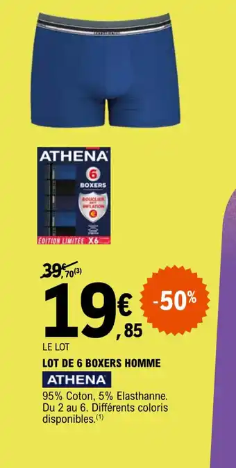 E.Leclerc LOT DE 6 BOXERS HOMME ATHENA offre