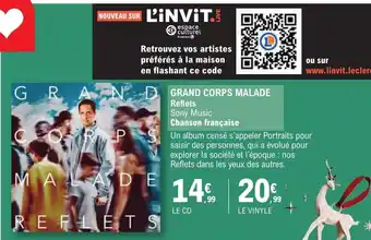 E.Leclerc Espace Culturel GRAND CORPS MALADE Reflets Sony Music Chanson française offre