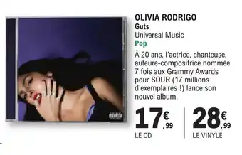 OLIVIA RODRIGO Guts Universal Music Pop
