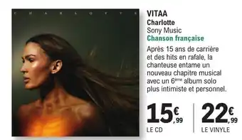 E.Leclerc Espace Culturel VITAA Charlotte Sony Music offre