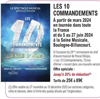 LES 10 COMMANDEMENTS à partir de mars 2024 en tournée dans toute la France