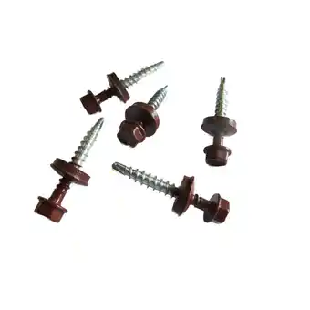 Brico Cash Kit de 50 vis autoperceuses (4,9 x 35 mm) + 50 rondelles d'étanchéité pour panneaux tuiles facile brun rouge mat, l : 3.5 cm offre