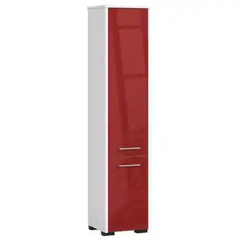 Bricomarché Frank - colonne de salle de bain style moderne - 30x140x30 - 2 portes+5 tablettes - étagère - rouge offre