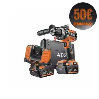 Bricorama Perceuse à percussion aeg brushless 18v - 2 batteries 4.0ah - 1 chargeur bsb18c2bl-402c offre