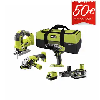 Bricorama Pack ryobi 18v oneplus - perceuse-visseuse - meuleuse - scie sauteuse pendulaire - 2 batteries - 1 chargeur rapide r18ck3c-25 offre