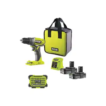 Bricorama Pack ryobi - perceuse visseuse r18dd2-220s - 18v one plus - 2 batteries 2,0ah - 1 chargeur - coffret antichocs 31 accessoires offre