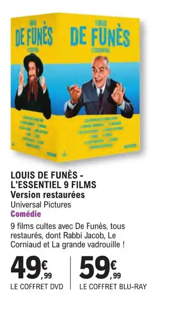 E.Leclerc Espace Culturel LOUIS DE FUNÈS - L'ESSENTIEL 9 FILMS Version restaurées offre