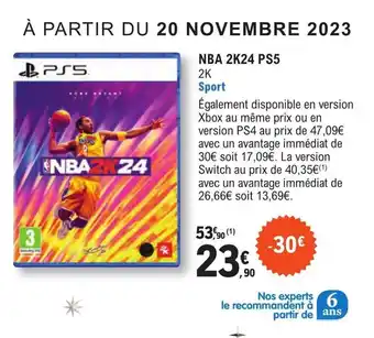 E.Leclerc Espace Culturel NBA 2K24 PS5 offre