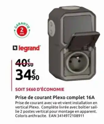 Prise de courant Plexo complet 16A