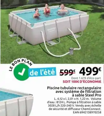 Mr Bricolage Piscine tubulaire rectangulaire avec système de filtration à sable Steel Pro offre