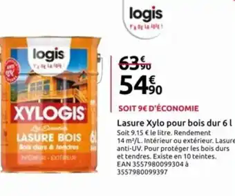 Mr Bricolage Lasure Xylo pour bois dur 6 L offre