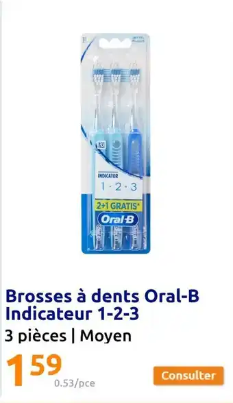 Action Brosses à dents Oral-B Indicateur 1-2-3 offre