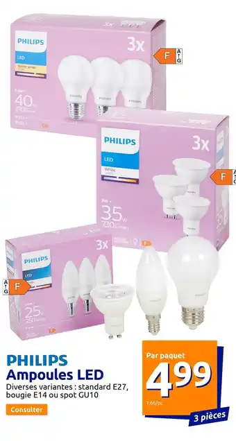 Action PHILIPS Ampoules LED offre