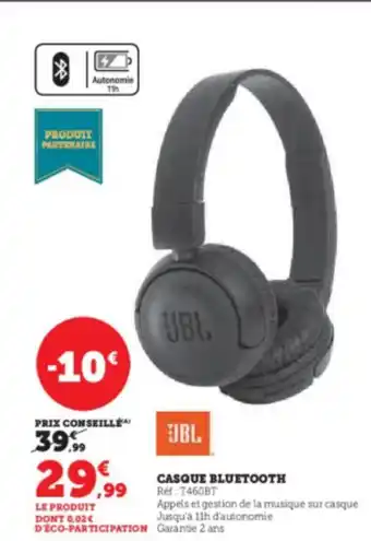Super U CASQUE BLUETOOTH Ref: T460BT offre