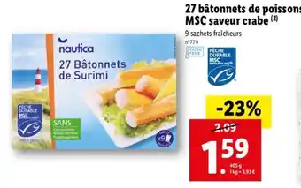 Lidl 27 bâtonnets de poisson MSC saveur crabe offre