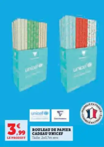 Super U ROULEAU DE PAPIER CADEAU UNICEF offre