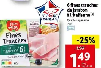 Lidl 6 fines tranches de jambon à l'italienne offre