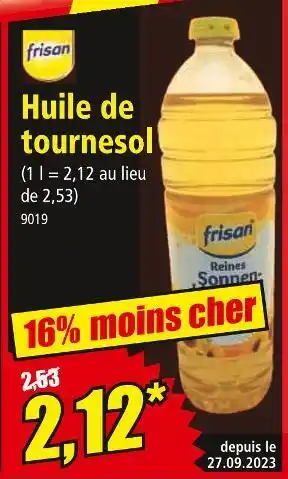 Norma Frisan huile de tournesol offre