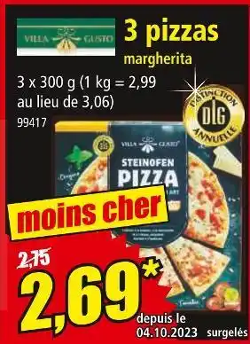 Norma Villa gusto 3 pizzas offre