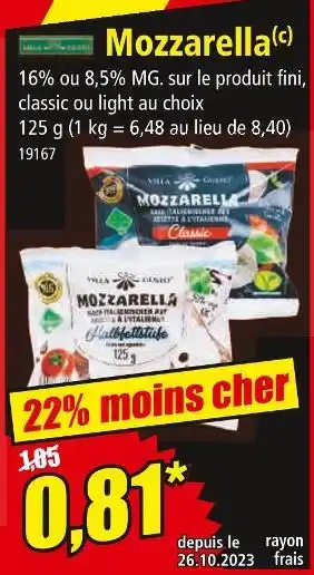 Norma Villa gusto mozzarella offre