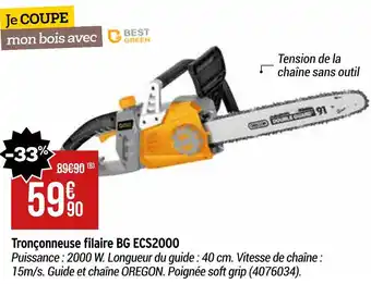 Bricorama Bestgreen tronçonneuse filaire bg ecs2000 offre
