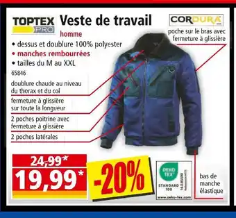 Norma Toptex veste de travail homme offre