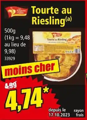 Norma Les régions à table tourte au riesling offre