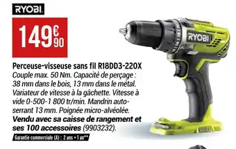 Bricorama Ryobi perceuse-visseuse sans fil r18dd3-220x offre