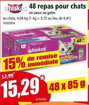 Norma Whiskas 48 repas pour chats offre