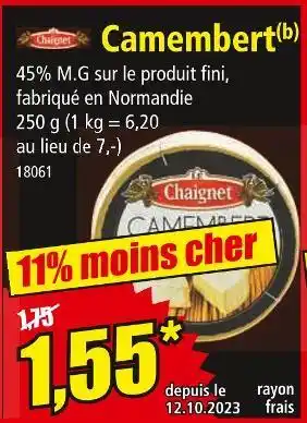 Norma Chaignet camembert offre