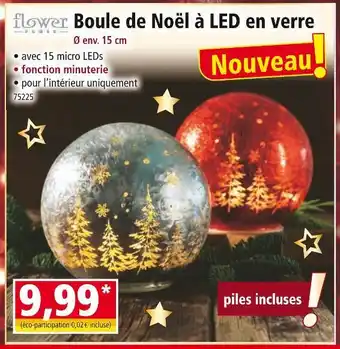 Norma Flower power boule de noël à led en verre offre
