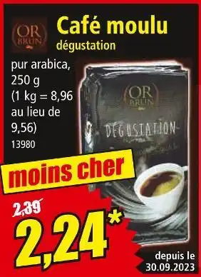 Norma Or brun café moulu dégustation offre