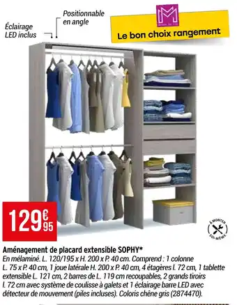 Bricorama Aménagement de placard extensible sophy offre