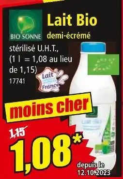 Norma Bio sonne lait bio demi-écrémé offre