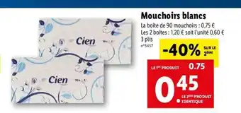 Lidl Mouchoirs blancs offre